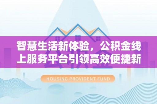 瀍河智慧生活新体验，公积金线上服务平台引领高效便捷新时代